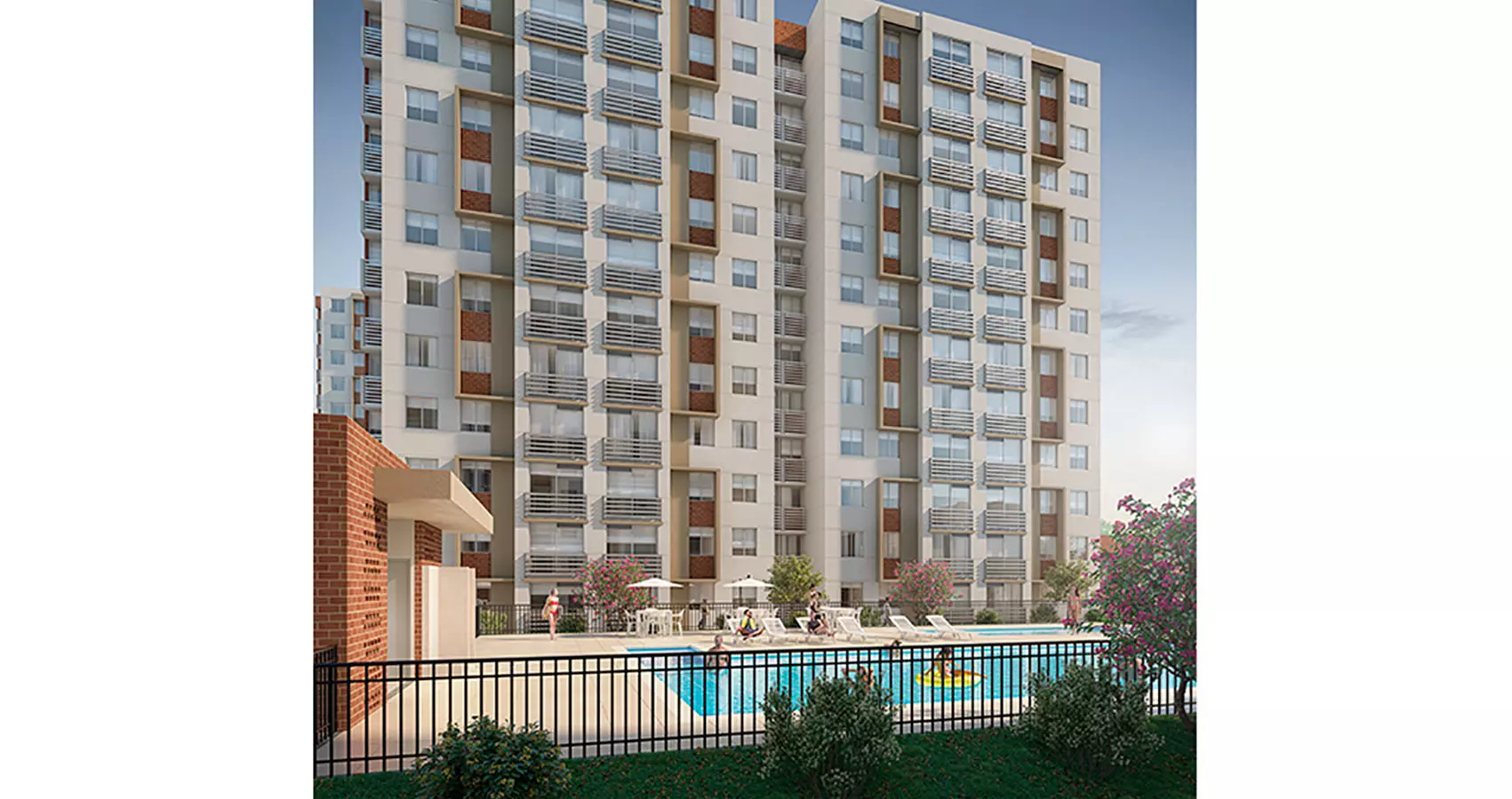 Conjunto Residencial Maria Mulata - Fachada y piscina